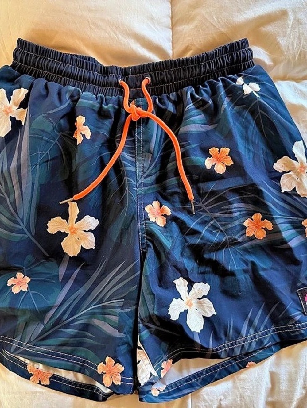 SLUNKS Floral Swim Trunks in Blue & Orange NWOT